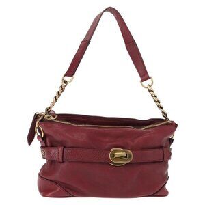 XP00293 Authentic BURBERRY Shoulder Bag Leather Red Gold